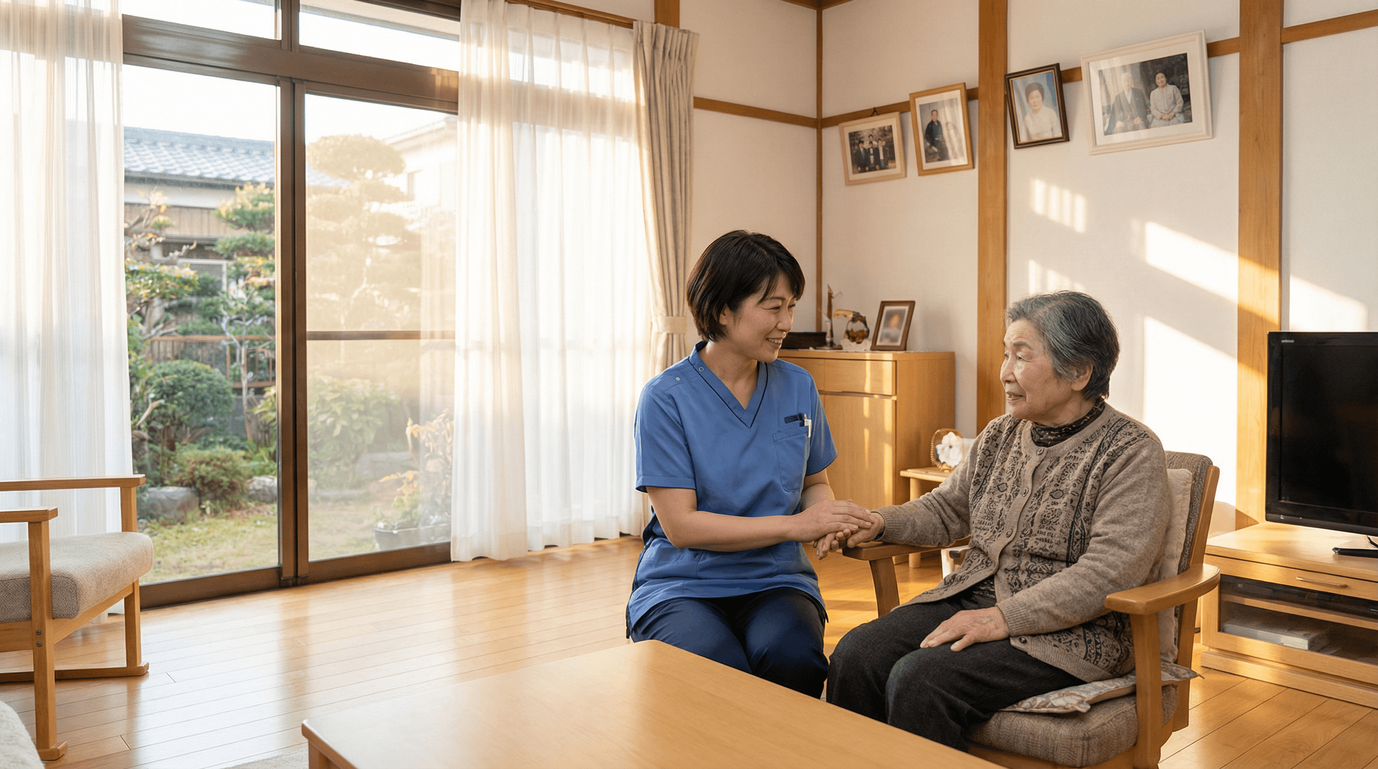訪問看護師が利用者様と対話している様子